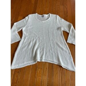 Anne Klein Sweater Womens XL Off White‎ Lagenlook Knitted Tunic Sequins Pullover